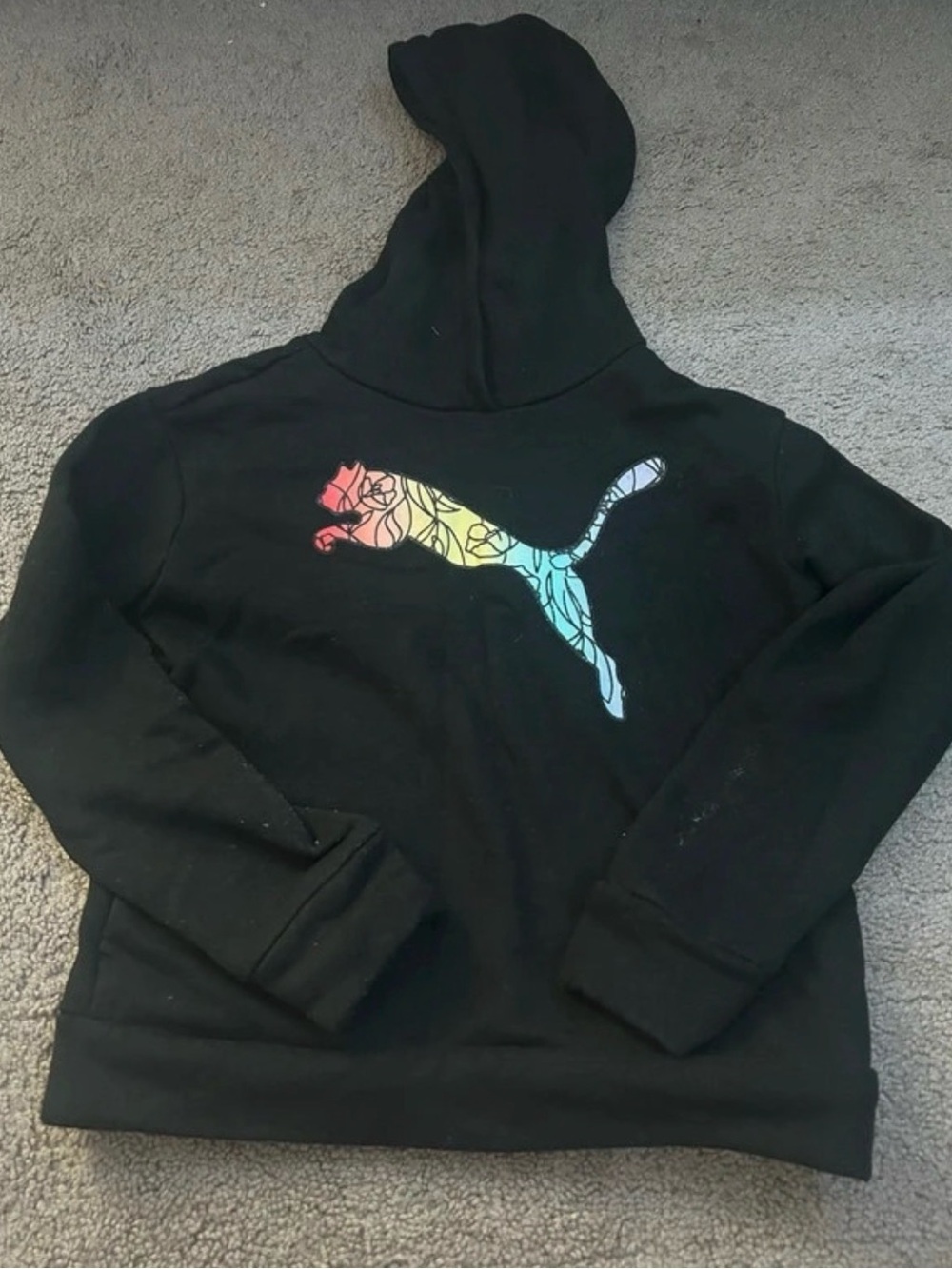Puma Black Crewneck Sweater with Rainbow Logo